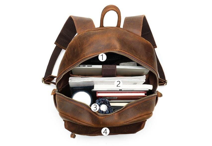 Dark Brown Vintage Leather Backpack Diaper Bag Purse
