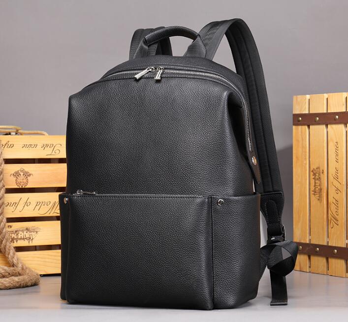 Large Black Leather Backpack Purse Bag