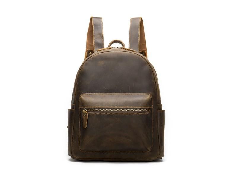 Dark Brown Vintage Leather Backpack Diaper Bag Purse