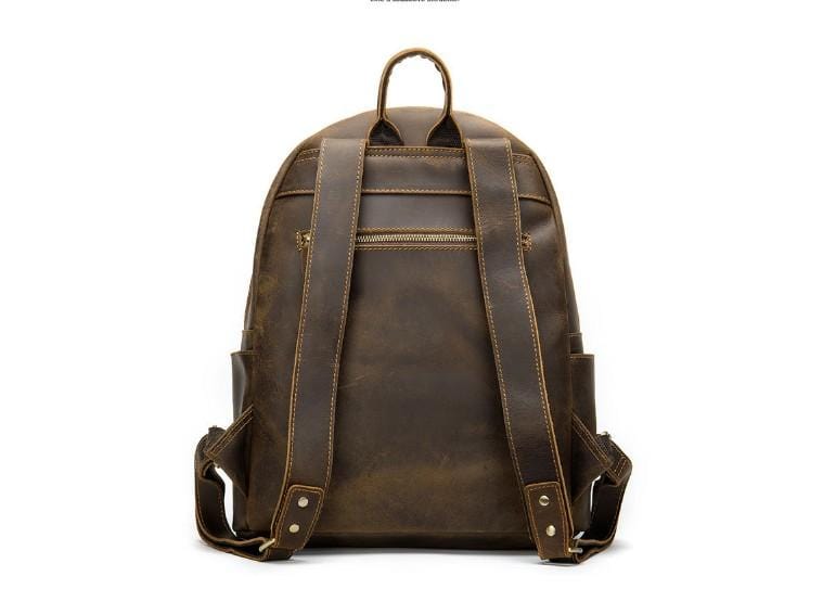 Dark Brown Vintage Leather Backpack Diaper Bag Purse