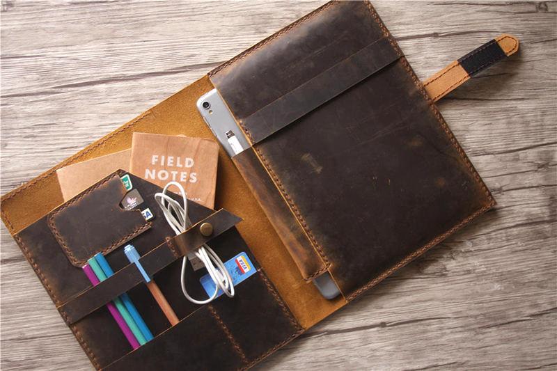 Embossed Brown Leather Portfolio Bag