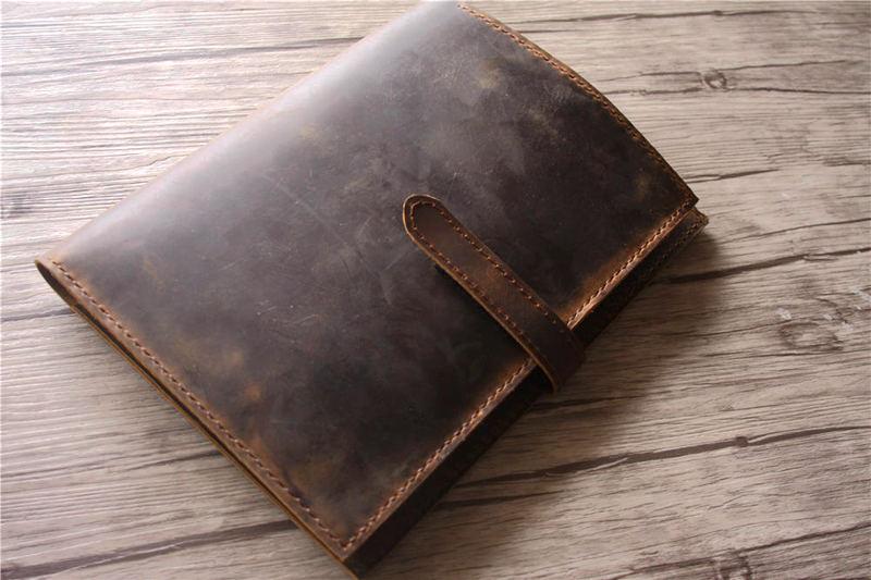 Brown Leather iPad Pro Cover Case with Pencil Holder Personalized