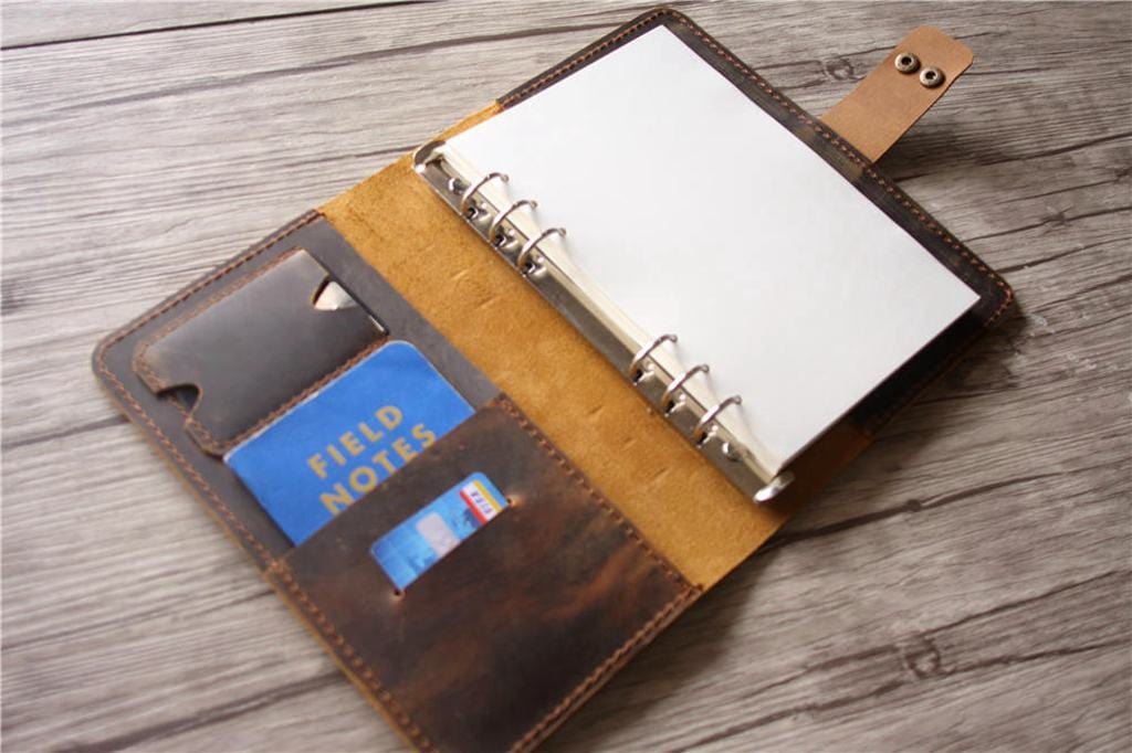 Rustic B5 Refillable Brown Leather Binders Organizer