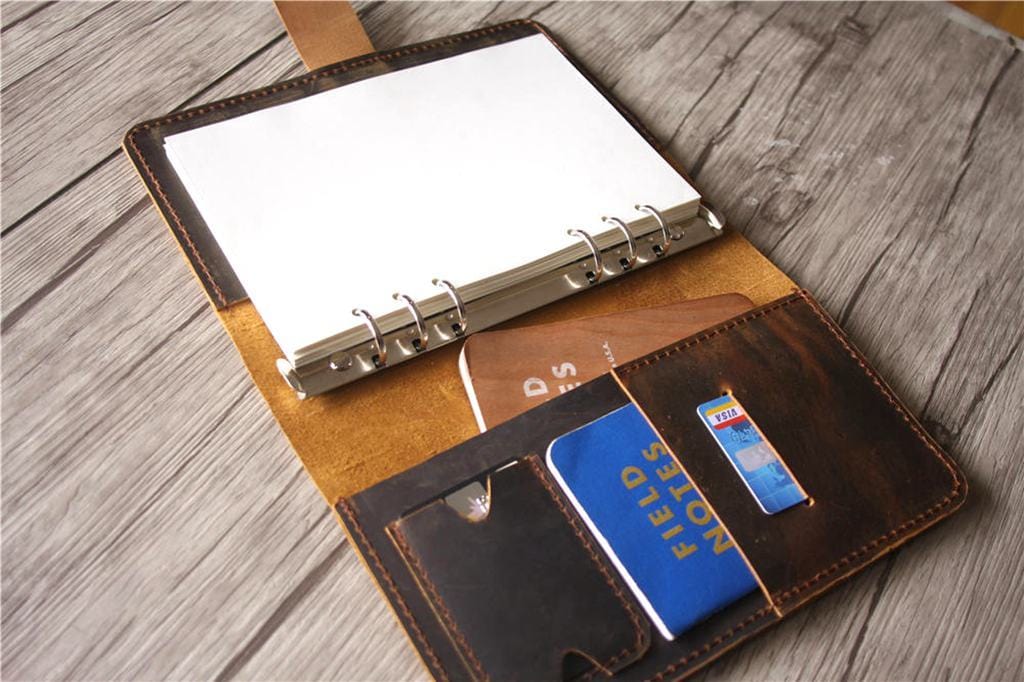 Rustic B5 Refillable Brown Leather Binders Organizer