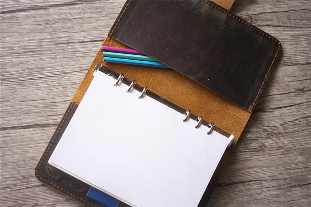 Rustic B5 Refillable Brown Leather Binders Organizer