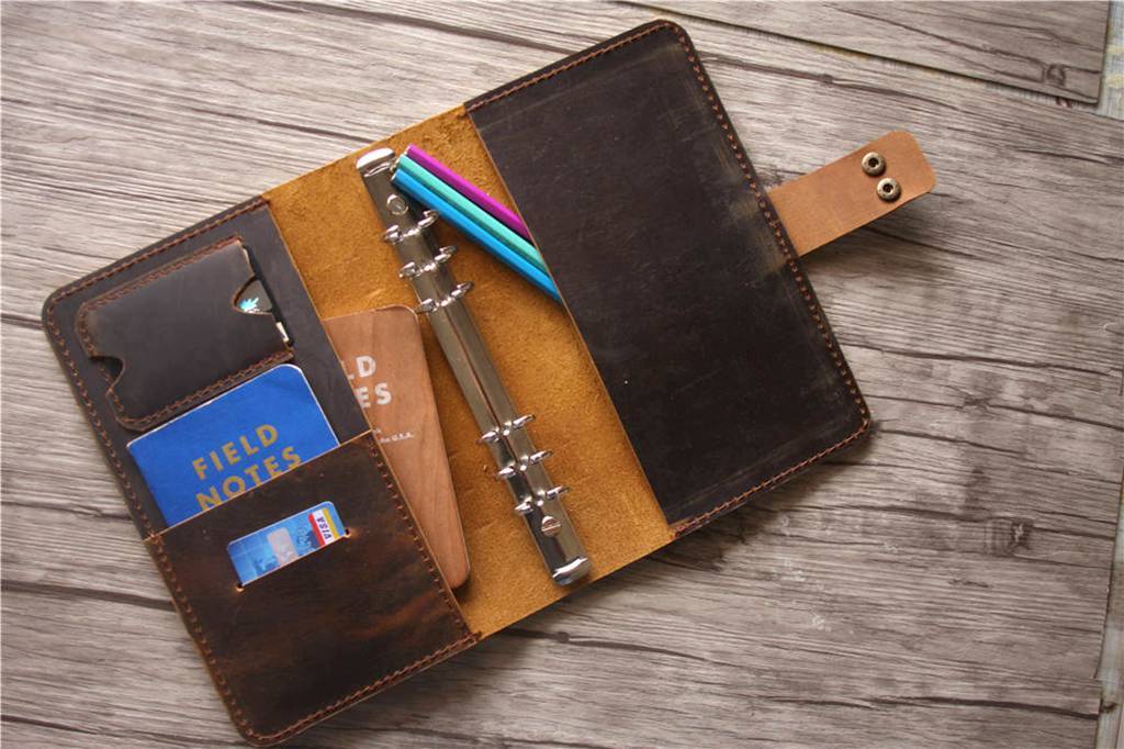 Rustic B5 Refillable Brown Leather Binders Organizer