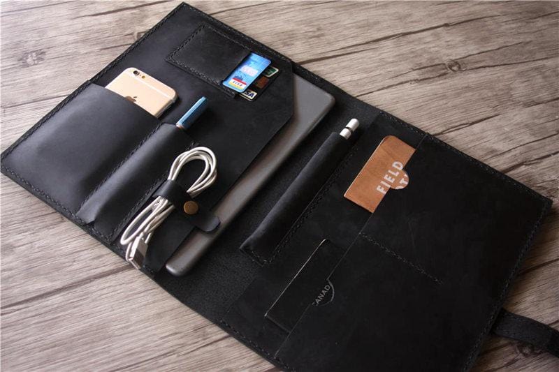 Personalized Leather iPad Air Cover Case with Pencil Holder