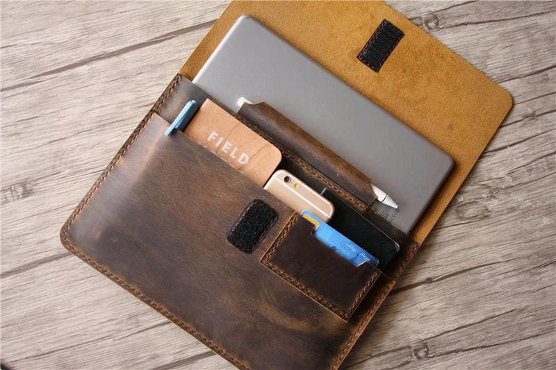 Monogrammed Leather Surface Pro X Case Sleeve
