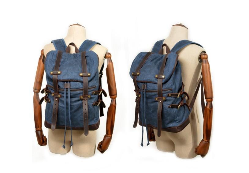 Canvas and Leather Backpack Purse Bag