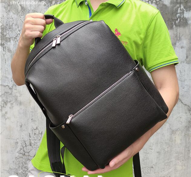 Large Black Leather Backpack Purse Bag
