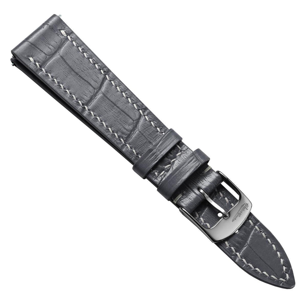 Arhem Handgenähter Uhrenarmband aus Kalbsleder mit Krokoprägung in Grau