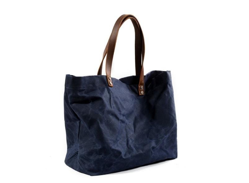 Stylish Canvas and Leather Tote Handbag Womens