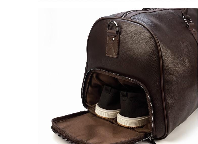 Men's & Women's Brown Leather Weekender Luggage Bag