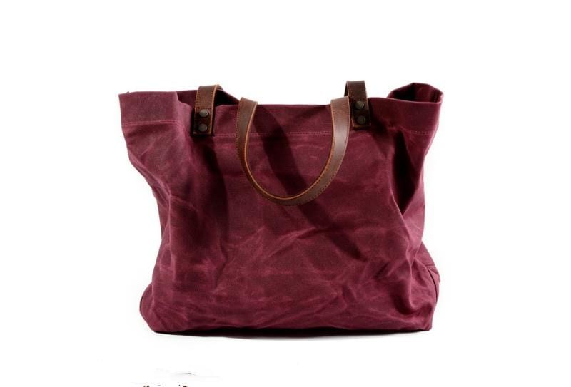 Stylish Canvas and Leather Tote Handbag Womens
