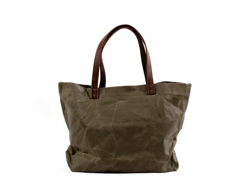 Stylish Canvas and Leather Tote Handbag Womens