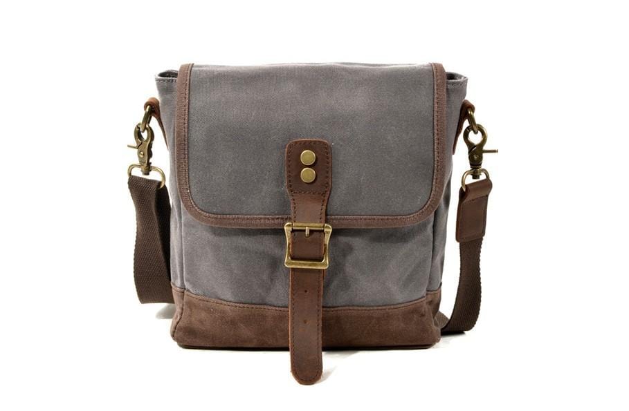 Waxed Canvas Messenger Bag Leather Shoulder Briefcase