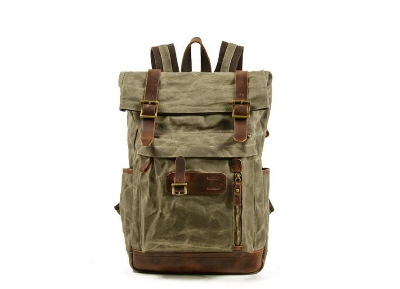 Leather Canvas Backpack Purse Bag