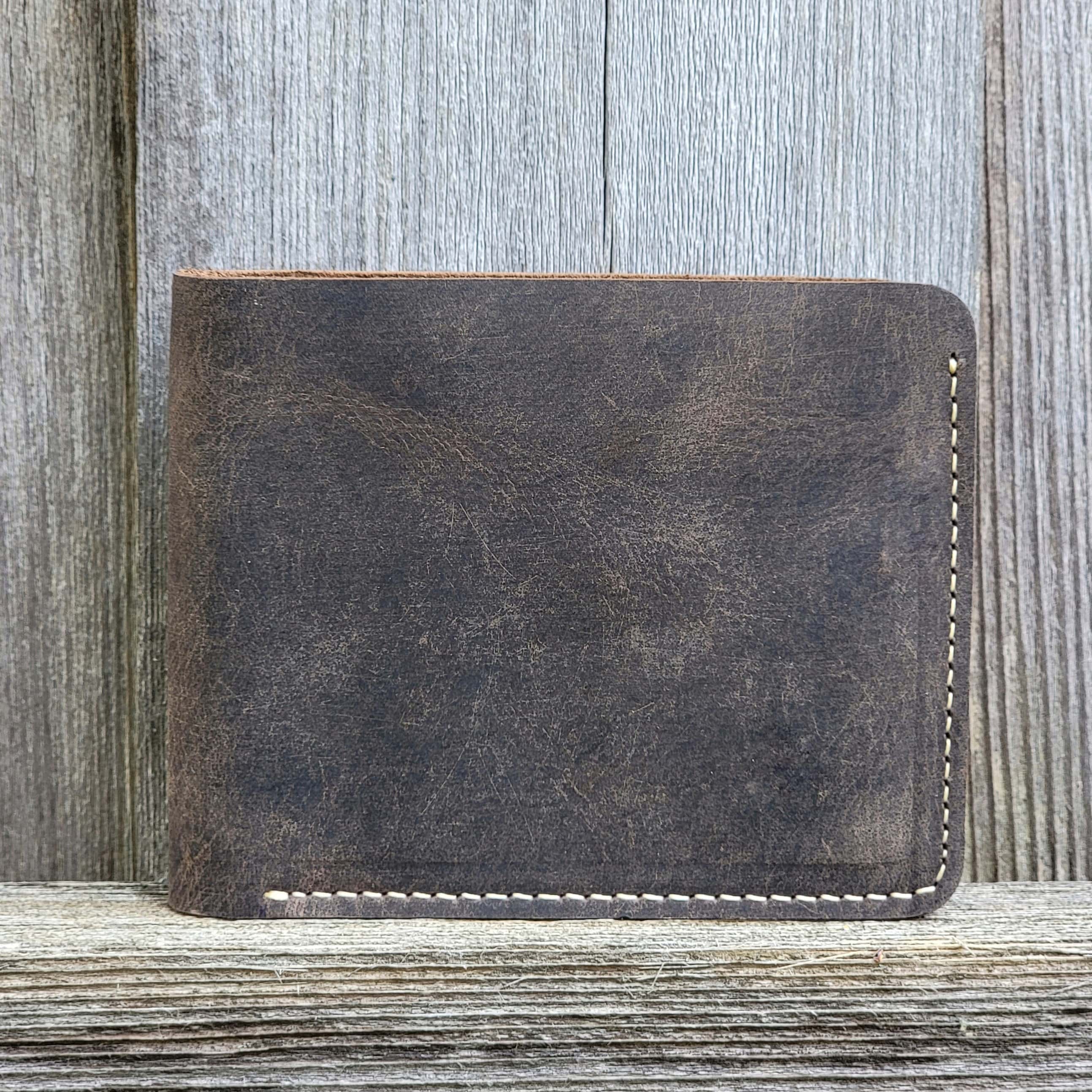 Cognac Full Grain Leather Wallet with Coin Pouch