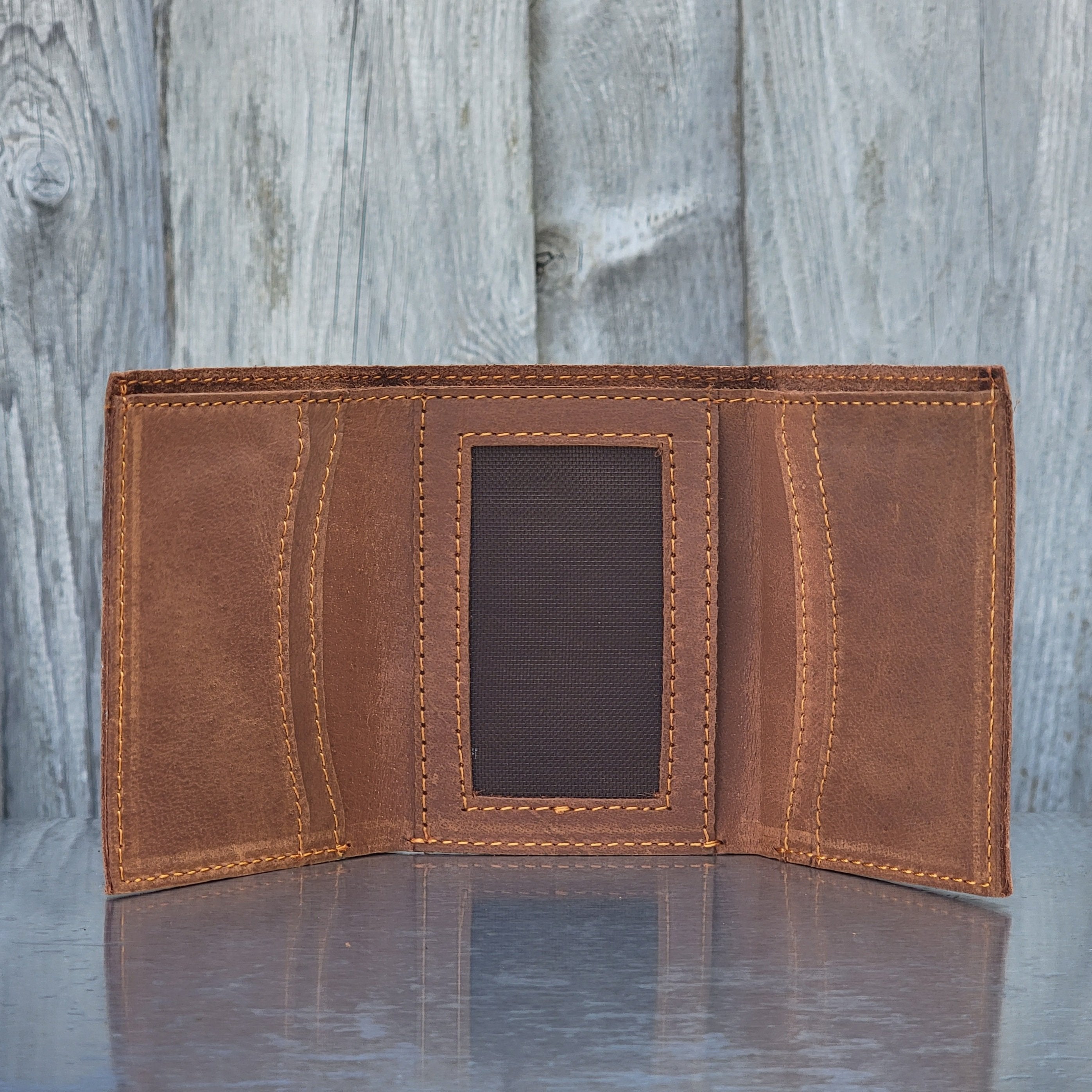 Meraki - Brown Full Grain Leather Trifold Wallet