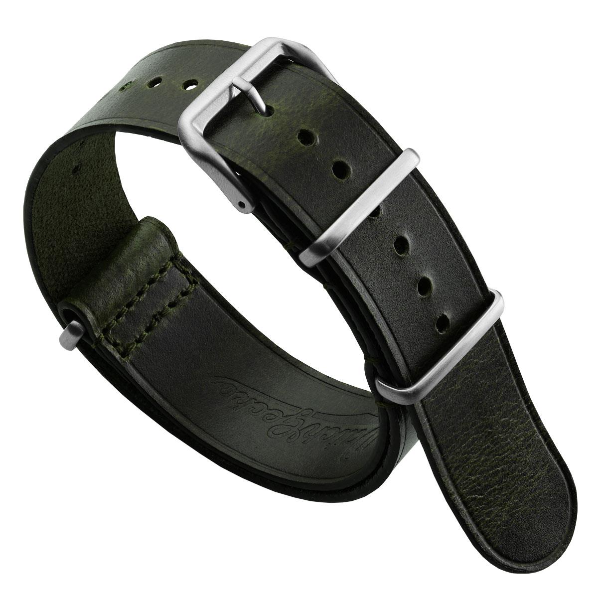 Cambridge Genuine Leather British Military Watch Strap - Vintage Green