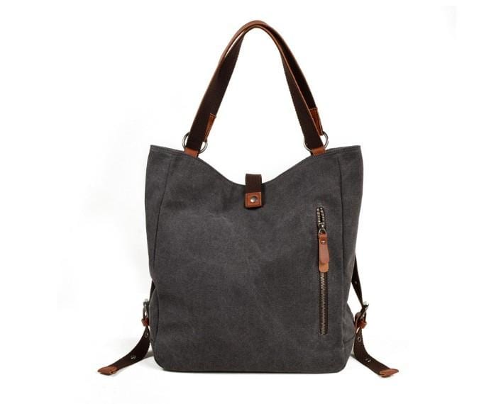 Women's Waxed Canvas Tote Shoulder Bag with Leather Handles