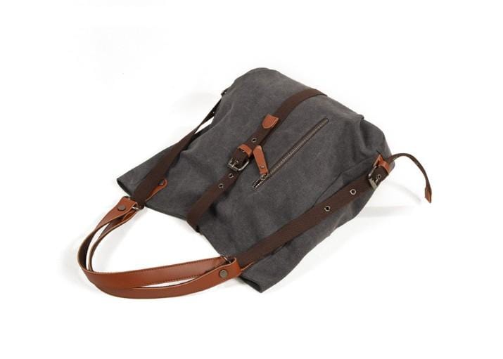 Women's Waxed Canvas Tote Shoulder Bag with Leather Handles