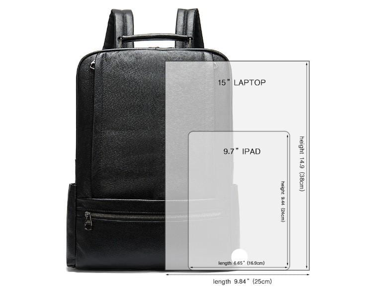 Mens Black Leather Laptop Backpack Womens Purse Bag