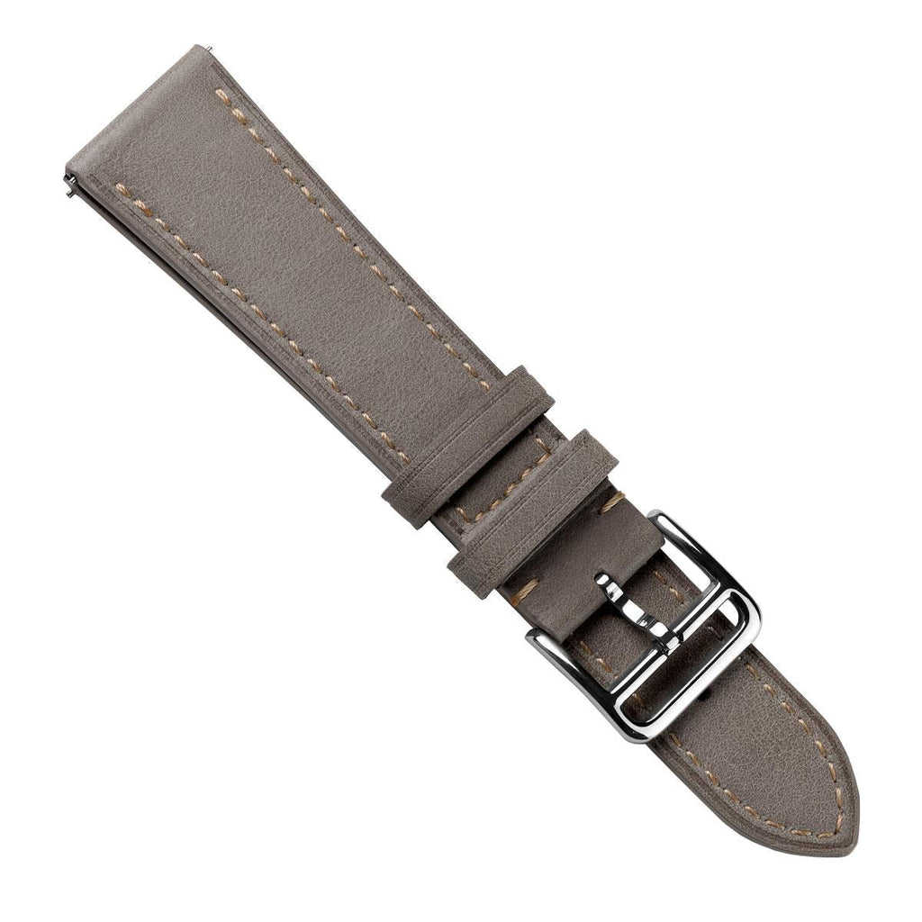 Bracelet Montre en Cuir Plat Brixham, Gris Pastel Élégant