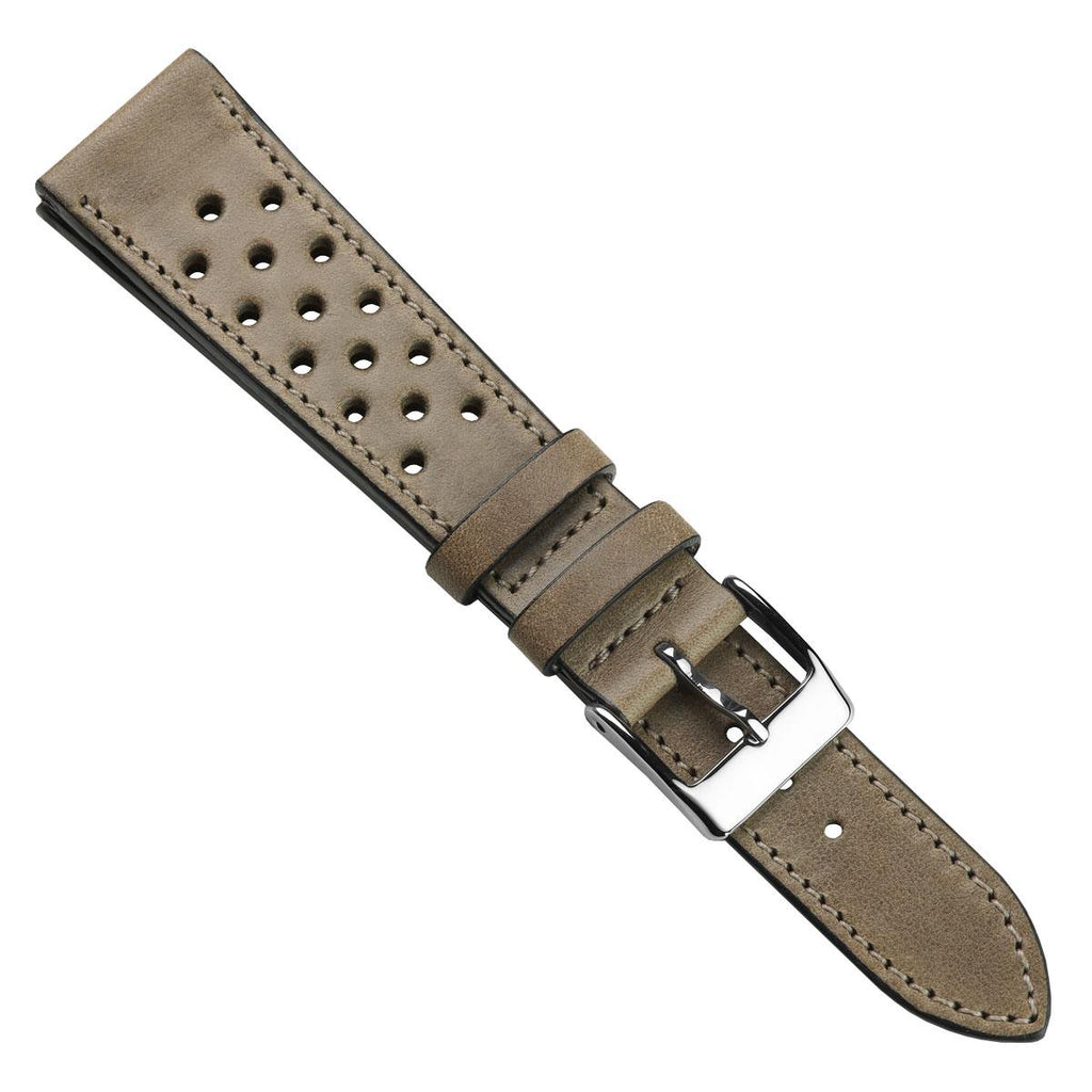 Correa de Reloj de Cuero Perforado Missouri de WatchGecko - Beige Elegante y Confort para tu Reloj
