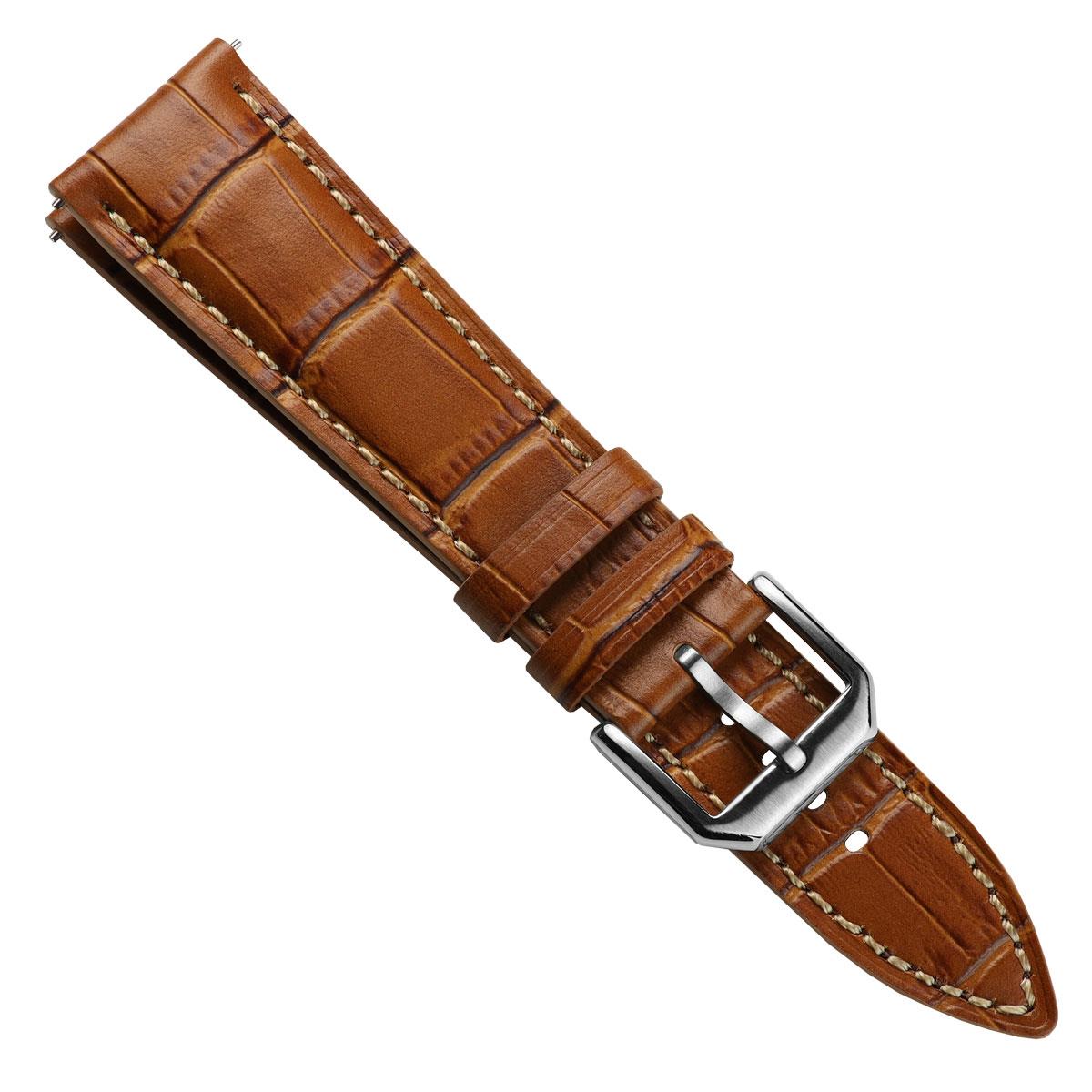 Montre en cuir véritable avec motif alligator Carolina - Couleur Windsor Tan