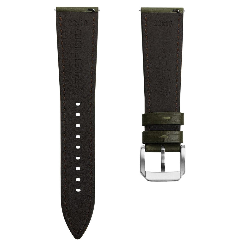 Sangle de Montre en Cuir Véritable Pailleté Tenby avec Belle Patine Verte Classique