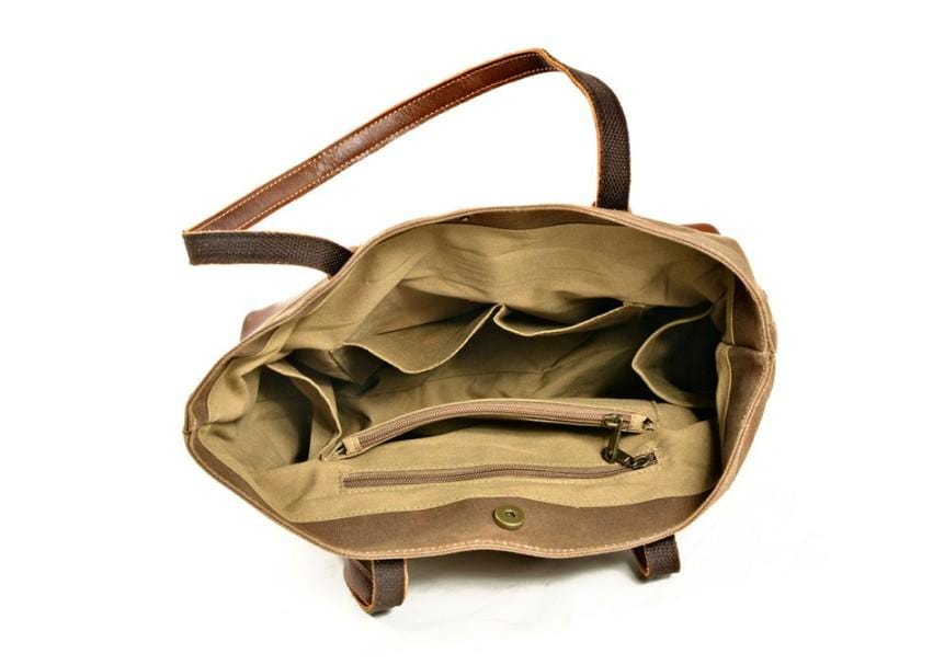 Canvas Handbag Leather Tote Shoulder Bags