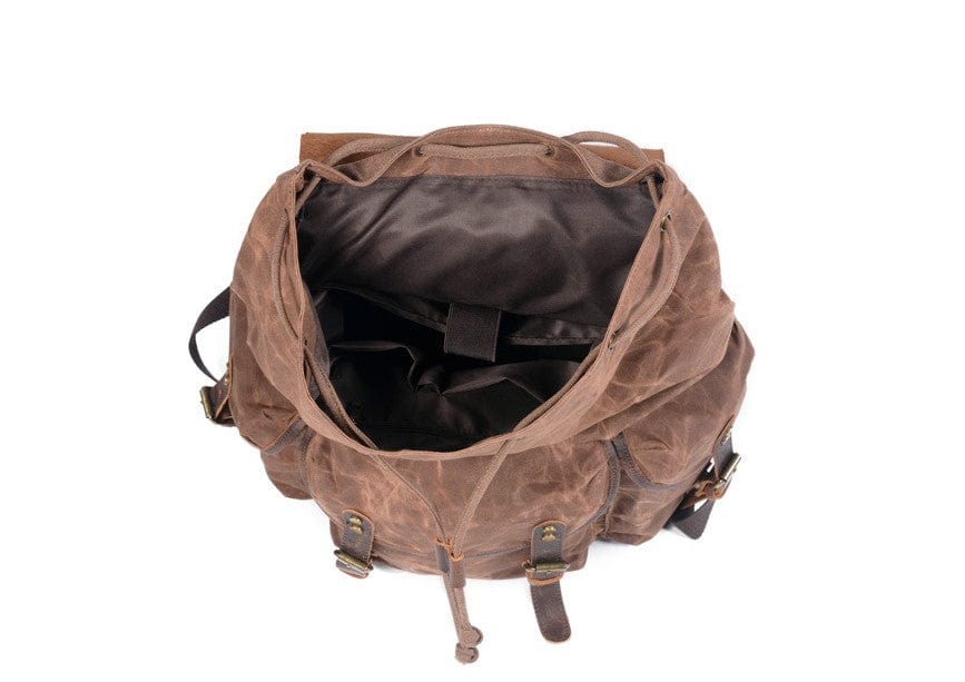 Grey Canvas & Leather Backpack Purse Bag