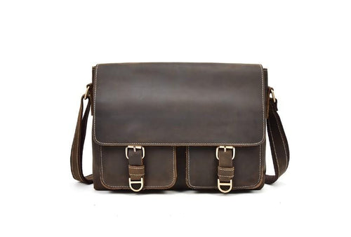 Brown Leather Shoulder Bag Mens Vintage Messenger Satchel Purse