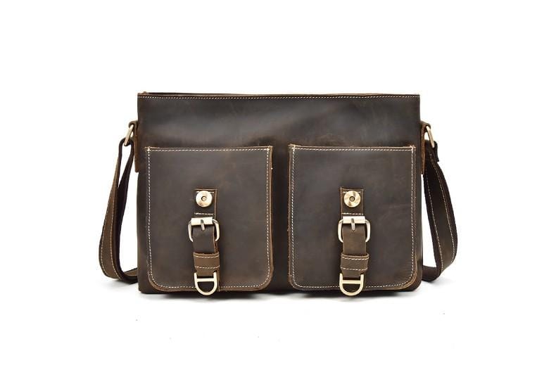 Brown Leather Shoulder Bag Mens Vintage Messenger Satchel Purse