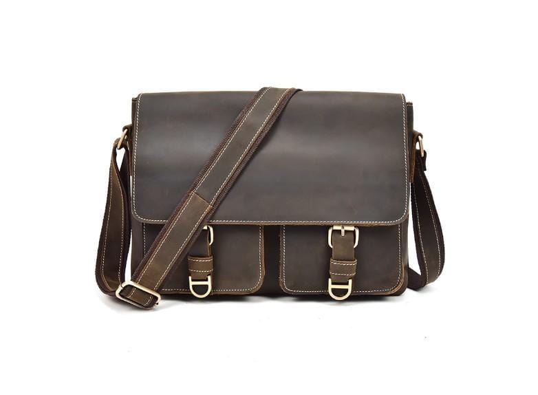 Brown Leather Shoulder Bag Mens Vintage Messenger Satchel Purse
