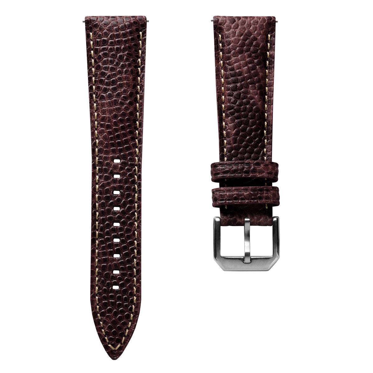 Bracelet de Montre En Cuir Padding Adassa - Marron Caviar Coffee Élégant