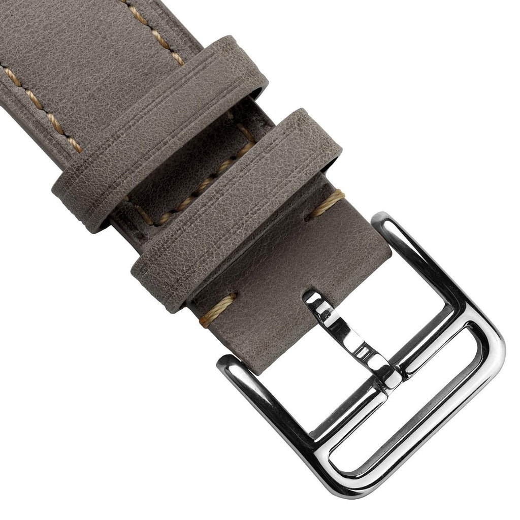 Bracelet Montre en Cuir Plat Brixham, Gris Pastel Élégant