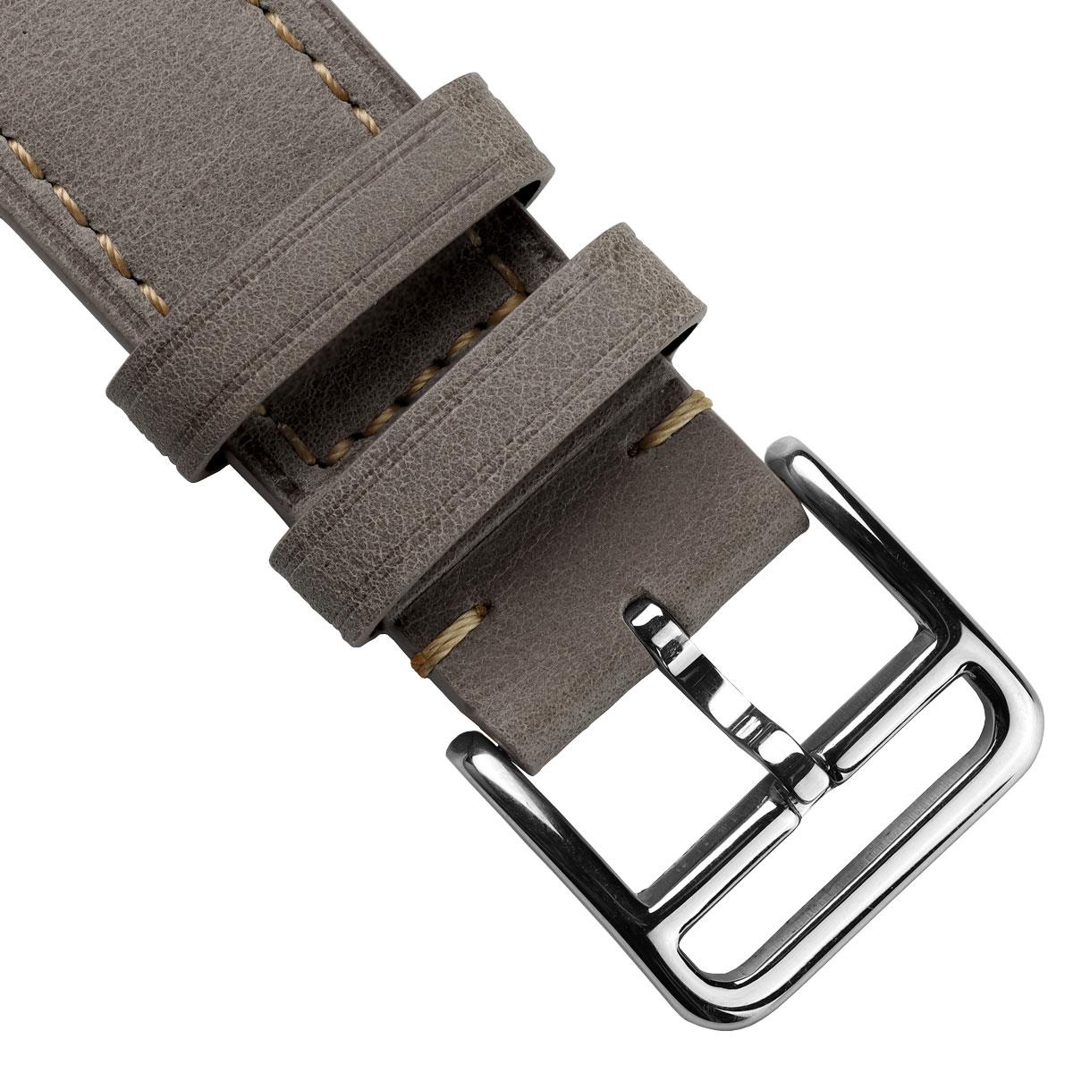 Bracelet Montre en Cuir Plat Brixham, Gris Pastel Élégant