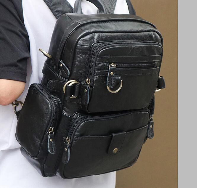 Large Black Leather Backpack Purse Bag