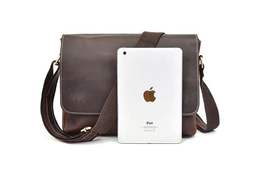 Brown Genuine Leather Messenger Bag Womens Shoulder Satchel