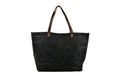 Black Canvas Tote Shoulder Bag with Pockets