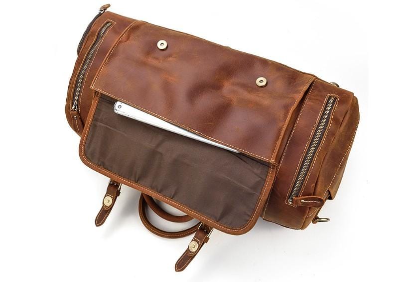 Brown Leather Weekender Bag & Luggage Travel Duffel for Men & Women
