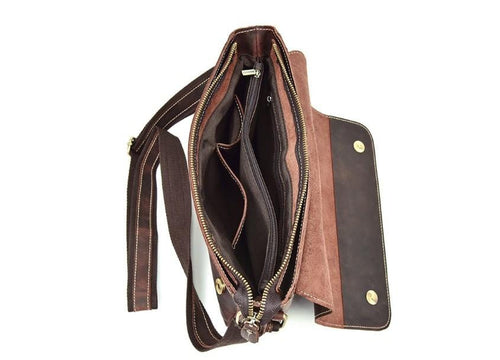 Brown Genuine Leather Messenger Bag Womens Shoulder Satchel
