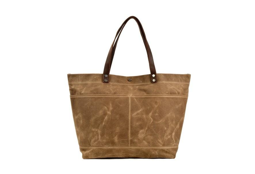 Black Canvas Tote Shoulder Bag with Pockets