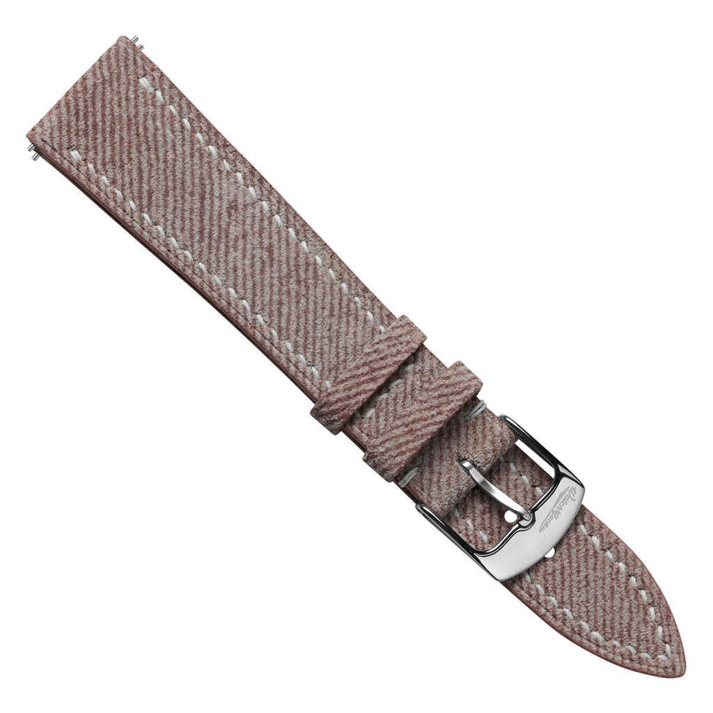 Arbour Handgenähte Denim-Design Echtes Leder Uhrenarmband - Quartz Rosa