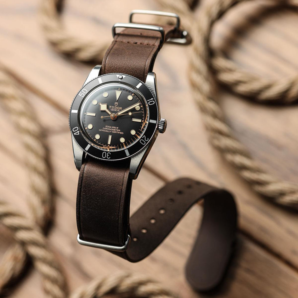 Cambridge Genuine Leather British Military Watch Strap - Chocolate Brown
