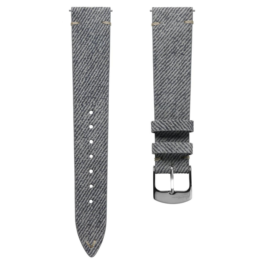 Bracelet de montre en cuir véritable avec design en denim V-Stitch - Gris élég Antenez