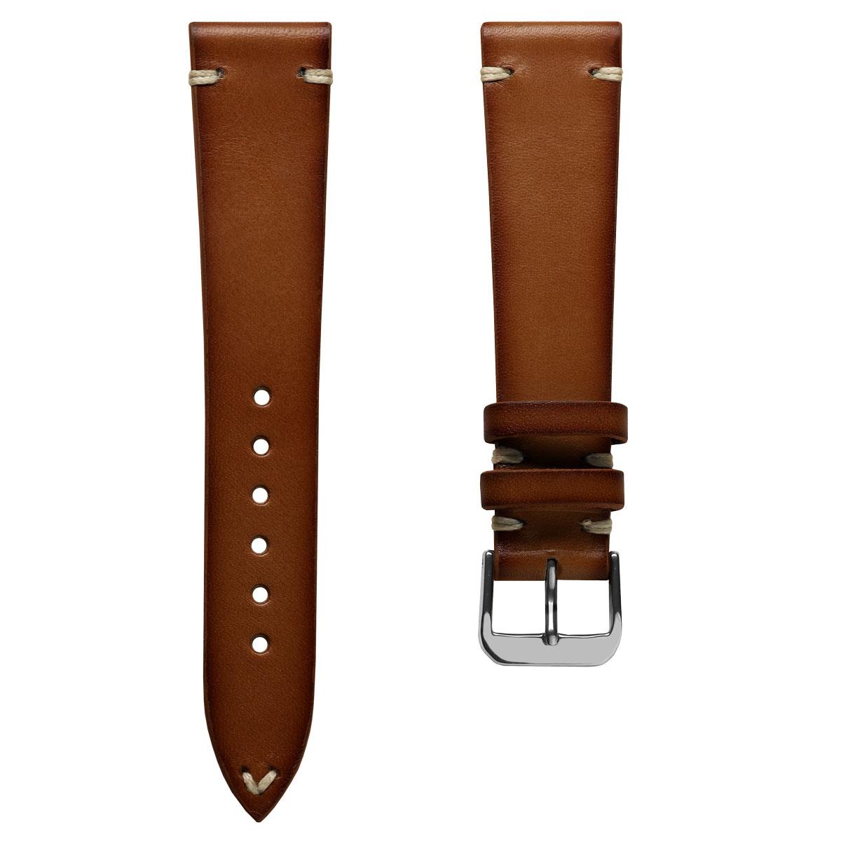WatchGecko Oakley V-Stitch Hand-Painted Watch Strap - Medium Brown