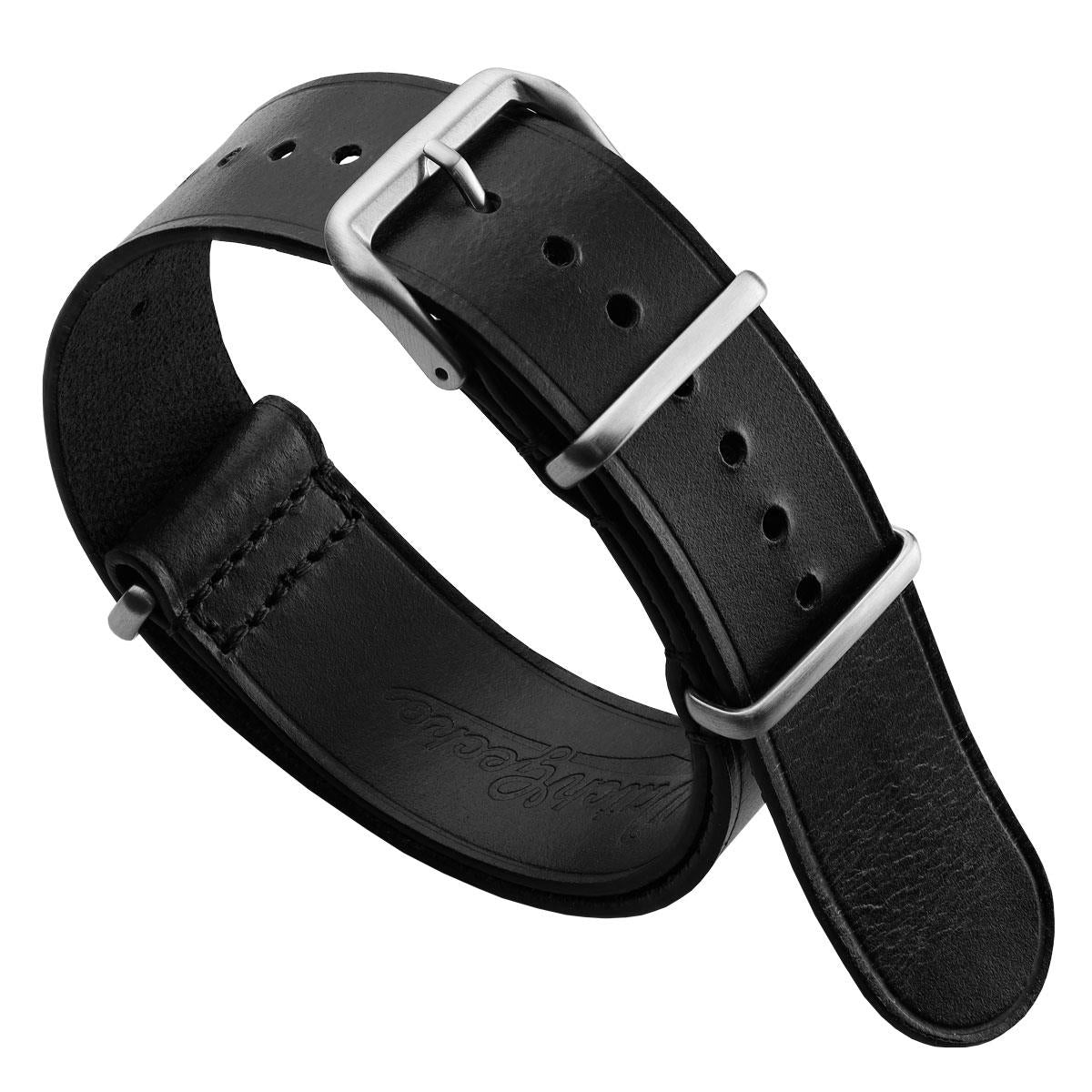 Cambridge Genuine Leather British Military Watch Strap - Black